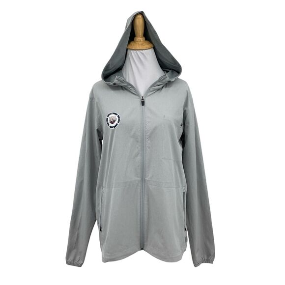 Vuori Jacket Womens M Medium Gray Reflective Full Zip USA Swimming Team Hooded - Picture 1 of 16